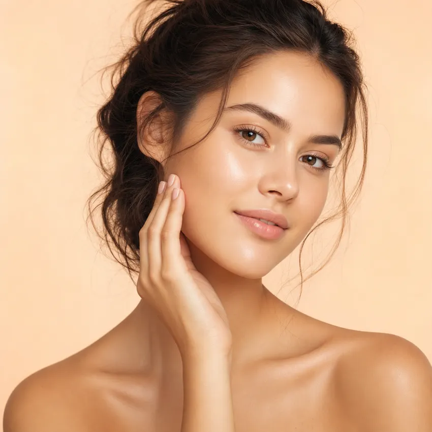 Woman with smooth, fresh-looking skin after at-home dermaplaning